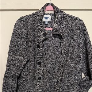 Old Navy Women's Black and Gray Knit Pea Coat